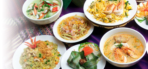 A generous spread of Thai dishes