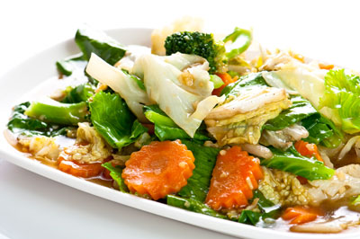 A colourful plant-based Thai vegetable dish