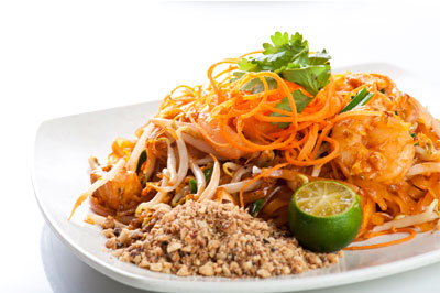 Phad Thai prepared for serving