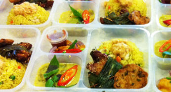 An individually packed Thai bento meal